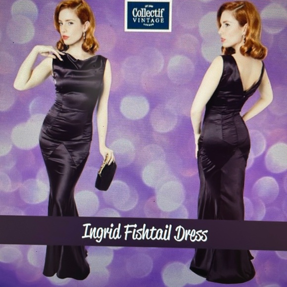 Collectif Dresses & Skirts - New collectif vintage satin fishtail gown